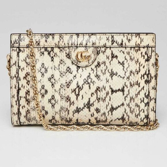 Gucci Handbags - Gucci Black/White Snakeskin Ophidia Small Shoulder Bag